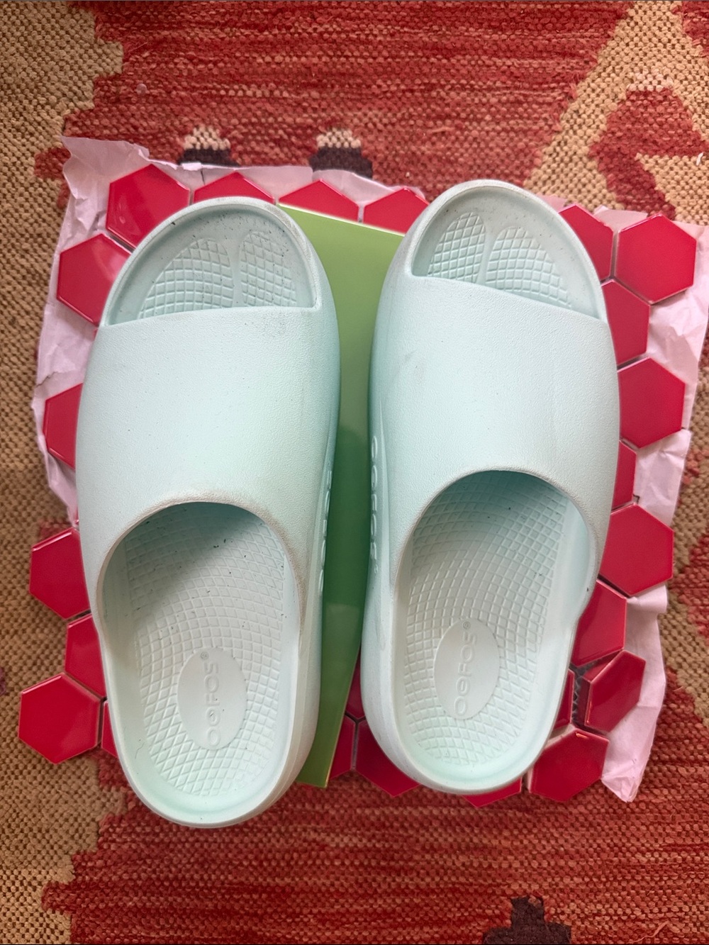 OOFOS OOahh Plus Slide Sandal - Mint / M9/W11/ EU 42 - Picture 4 of 6